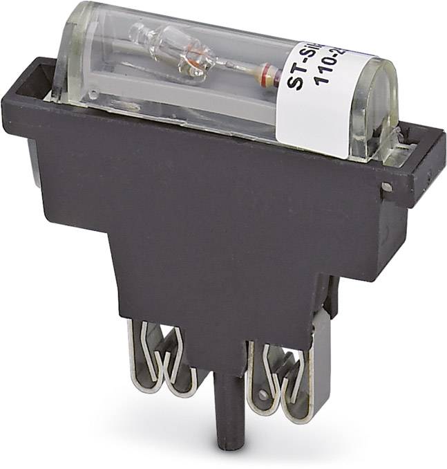An electrical toggle switch with a transparent cover revealing its internal components, including a resistor and cable connections.