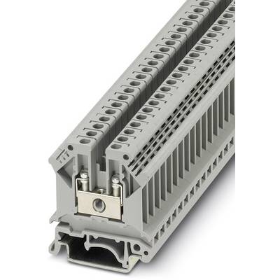 Grey terminal block module for electrical connections, with multiple terminals. Shows the structure and connection options.