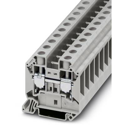 Grey clamping system with multiple connection options. Shown is a cross-section of the terminal strip, which is used for electrical connections.