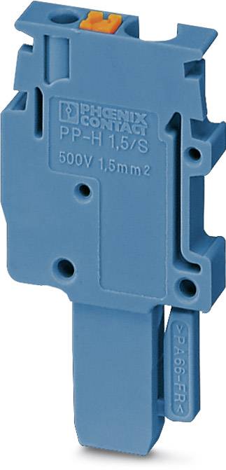 Blue electrical terminal block by Phoenix Contact, model PP-H 1.5/S, suitable for 500V, cable size 1.5mm².