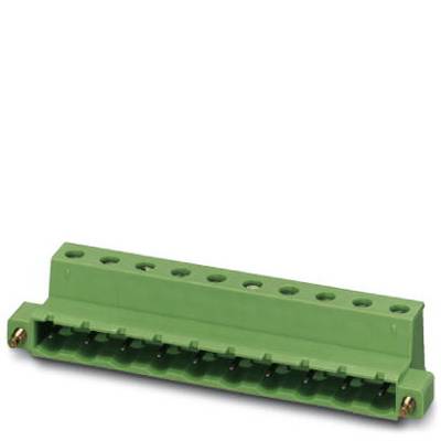 Green electrical connector with multiple terminal blocks, typically used for wiring in electronic devices.