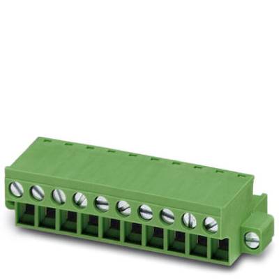 Green screw terminal block with eight connections, suitable for electrical connections.