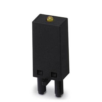A black plastic plug with two pins and a yellow dot on top, used for electrical connections.