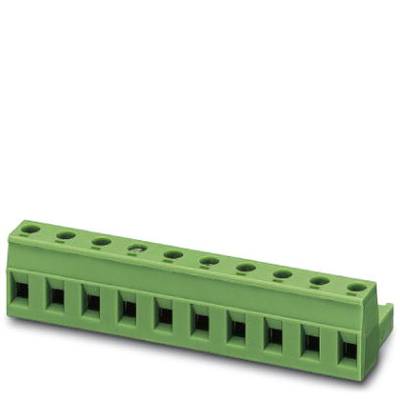 Green electrical multi-pin connector, suitable for mounting on a printed circuit board.