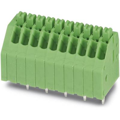 Green electrical plug with multiple terminal connections, used in electrical installations to connect wires.