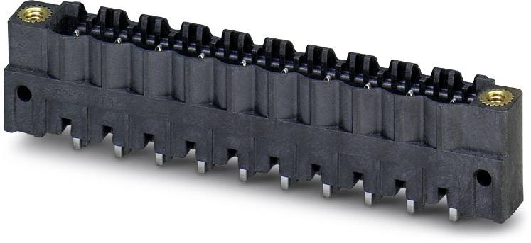 Black electrical connector with 20 metal pins in two rows, used for electronic device connection.