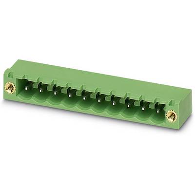Electrical connector with multiple green contact points and two golden screw terminals at the ends.