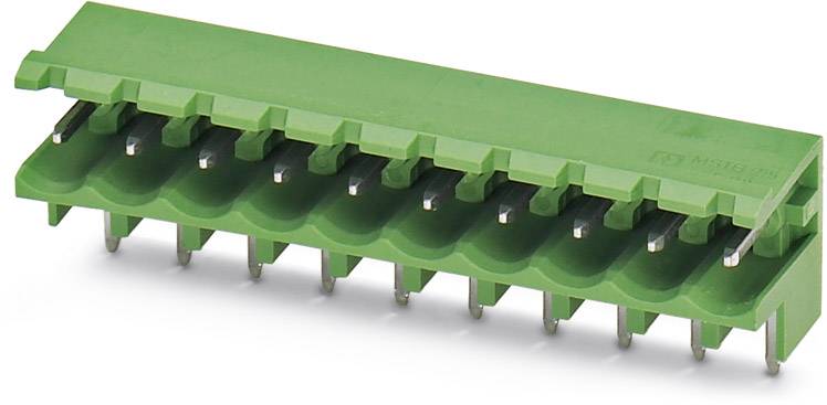 Green multi-pin connector. Designed for connecting electronic devices and circuits.