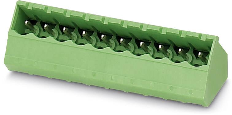 Green electrical connector with multiple terminal blocks for connecting cables in electronic devices.