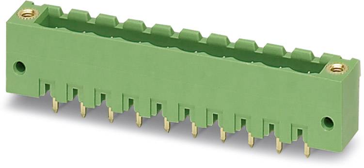 Green multi-pin connector with a rectangular shape, used for electrical connections.