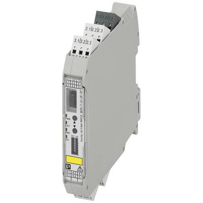 An electronic device with multiple ports and LED indicators for monitoring and control. Important input/output function.