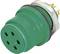 A green electrical connector with multiple pins, suitable for industrial applications.