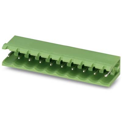 Green multi-pin connector, used for electrical connections in electronic circuits.