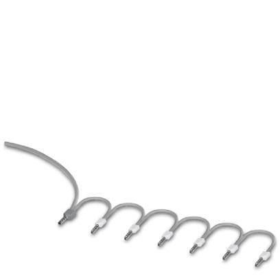 Looped plastic pipe with multiple straight connectors; main component of an irrigation or drainage system.