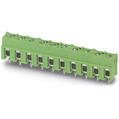 Green, rectangular plug-in terminal block with eight connection points, suitable for electrically connecting components.