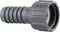 Grey, ribbed hose connector with threaded screw, suitable for garden or irrigation systems.