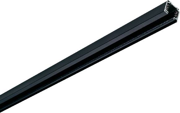 Black, elongated aluminium rail, used as a support system or mounting element in construction and engineering projects.