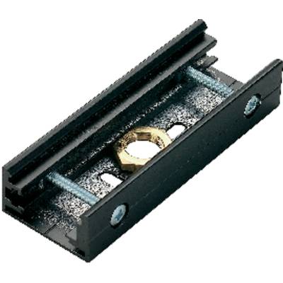 Metal rail with a built-in gold-coloured hexagonal nut in the centre, fixed between two parallel black struts.