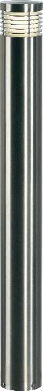 A metallic rod in cylindrical form with several thin, horizontal grooves on its top surface.