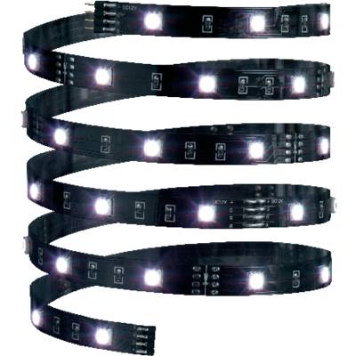 A flexible LED light strip with black dots on each diode, depicted in a spiral arrangement.