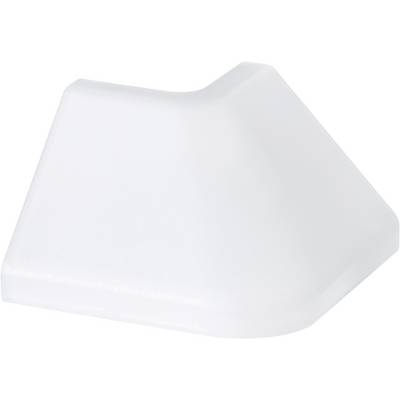 White, triangular plastic cover with a slightly bevelled surface, likely intended as a cover or protective element.