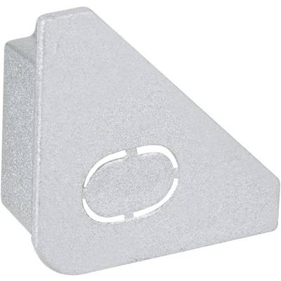 Metal angle bracket with an oval embossing, used to support furniture or structural constructions.