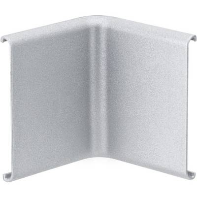 A silver, right-angled metal piece with a smooth surface. It has two sides of equal length, connected at a 90-degree angle.