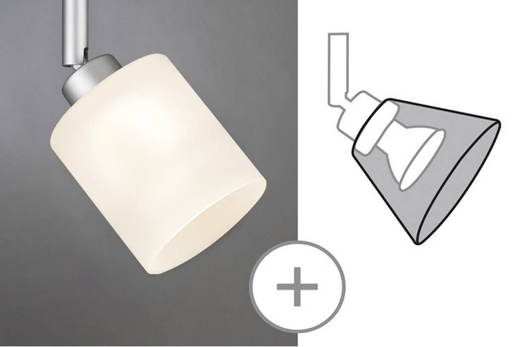 Lamp Installation: On the left, an illustration of a living room hanging lamp, alongside a schematic drawing with a '+' symbol on the right.