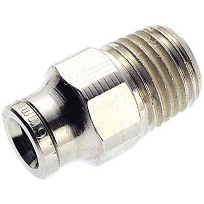 Metal end piece with external thread, cylindrical shape, for hydraulic or pneumatic applications.