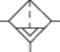 Decision flowchart symbol: Diamond shape with two lines, one at the top and one at the bottom.