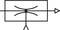 Symbol for an antenna amplifier: Rectangle with antenna symbol and arrow pointing right, indicating signal amplification.