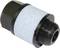 Small, cylindrical fitting with a black plastic housing and white filter element, likely for compressed air applications.