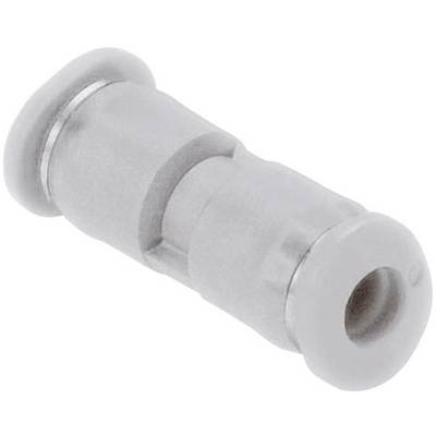 A grey plastic wall plug in a cylindrical shape, with a wide flange at the entrance and a narrower exit. Suitable for wall fixings.
