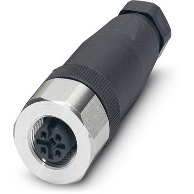 A black, cylindrical plug with a metal casing and multiple connection holes.