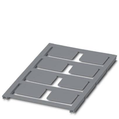 A rectangular, grey plastic component with multiple rectangular recesses in a symmetrical configuration.