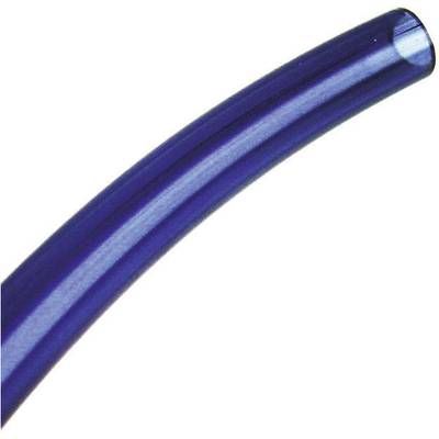 A blue, transparent plastic pipe in an arc.