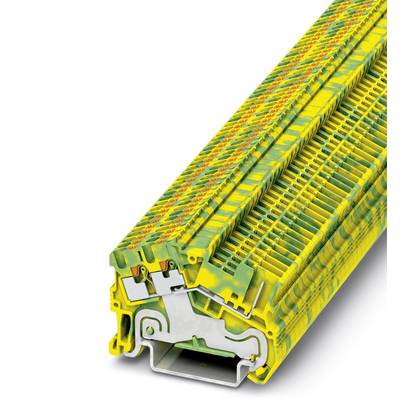 A yellow-green, rectangular electrical terminal block module with multiple connection points and an internal metal frame.