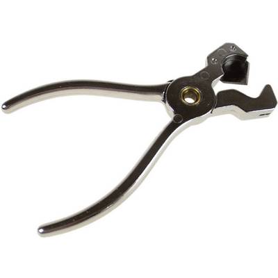 Metal pliers with curved handles and a flat, broad head, used for cutting or gripping materials.