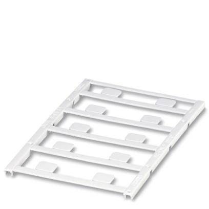 A white plastic pallet with five parallel reinforcements. It is rectangular and suitable for transporting goods.