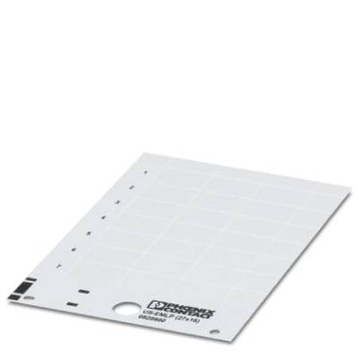 A white label film with square labels in a grid. Numbers are marked at the top. The 'Esselte' logo is located at the bottom.