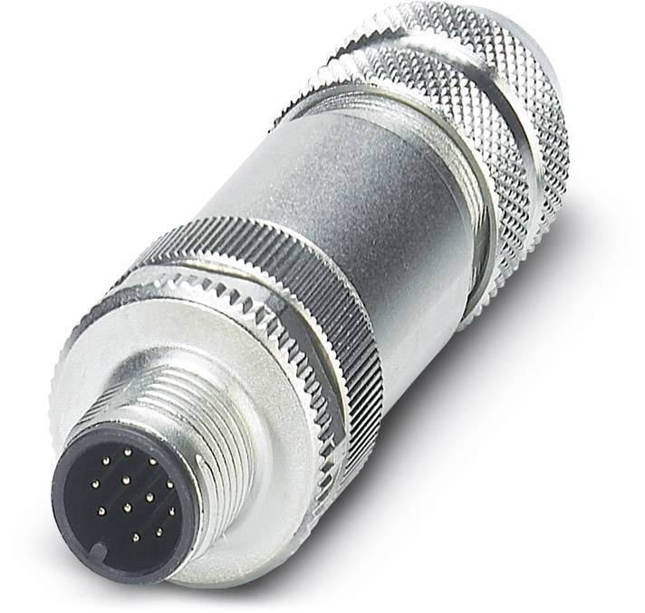 A cylindrical metal plug with multiple pins, suitable for electronic connections and industrial applications.