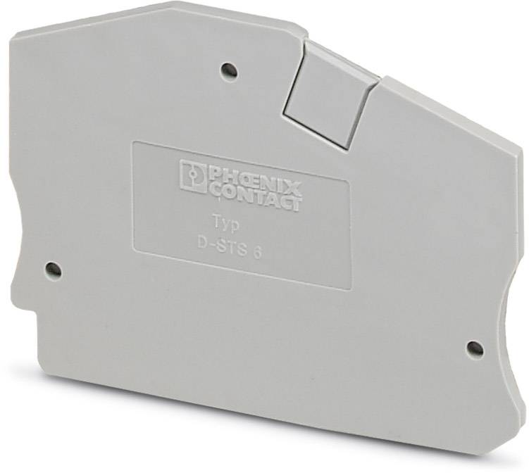 The image depicts a grey DIN rail enclosure with the inscription 'PHOENIX CONTACT Type D-STS 6', likely for electrical installations.
