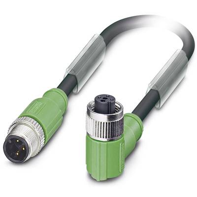 A green plug cable with male and female connectors at the ends, suitable for industrial wiring.