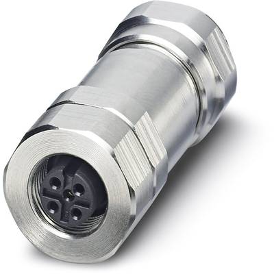 Metallic connector with four pins, suitable for industrial applications, provides secure and robust electrical connections.