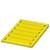 Yellow plastic plate with multiple parallel grooves, used as a base system for cable management or traffic routing.