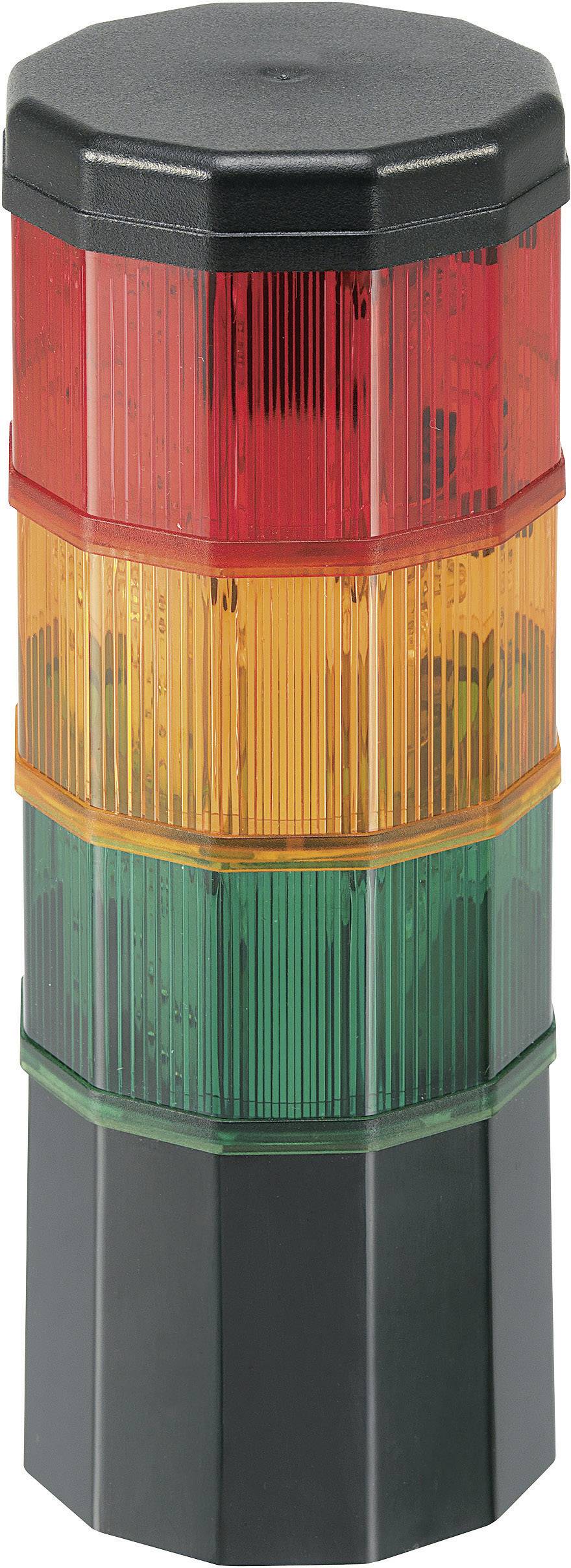 A three-colour stacked signal light: Red at the top, yellow in the middle, and green at the bottom. It indicates various status signals.