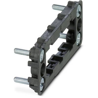 A rectangular black plastic frame with integrated metal threads at the corners and an internal rectangular opening.