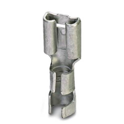 A silver metal component with clips, presumably a connector or mount, stands upright.