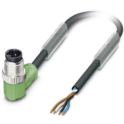 'Green M12 connector cable with open end and three exposed wires'