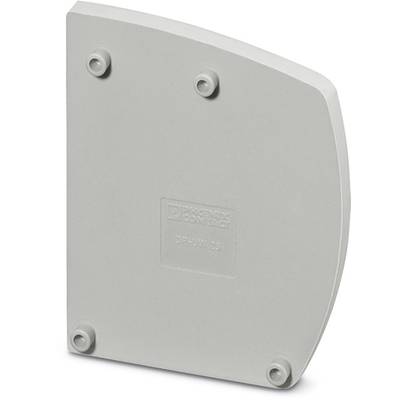 Grey cover part with four mounting points and a rectangular recess in the centre, suitable for installation purposes.